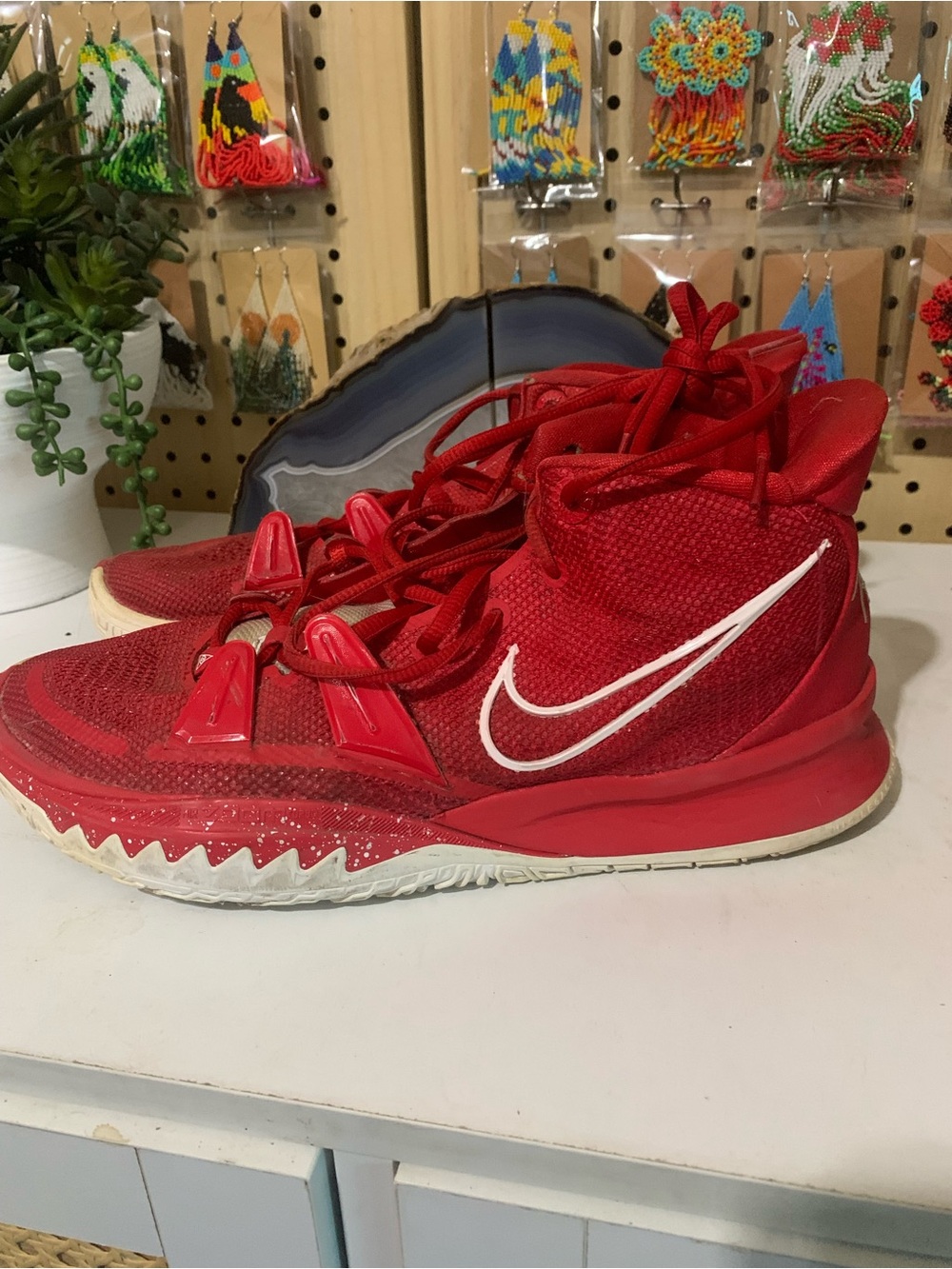 Nike Red Women's High-Top Basketball Shoes with White Swoosh
